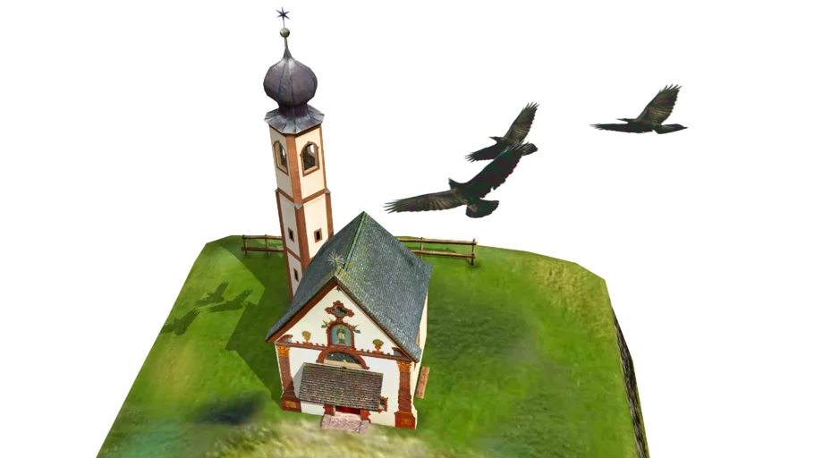 St. Johann with a flight of crows