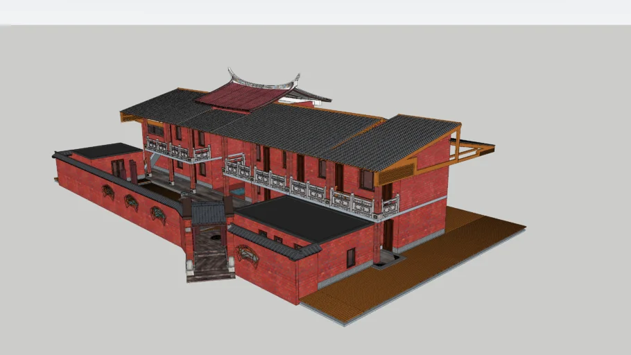 【1SKP模型网】闽南庙闽南民宿建筑 www.1skp.com