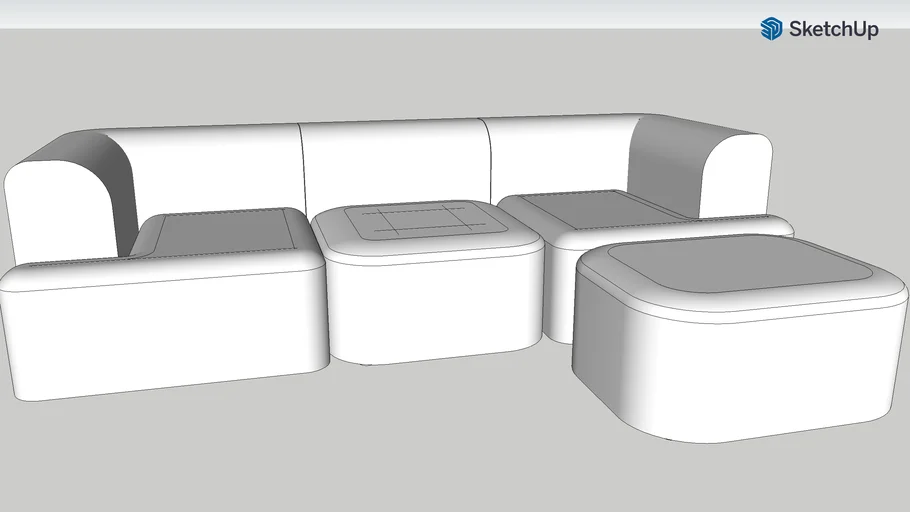 Sofa 3 seater with a footstool
