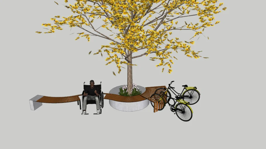 Banco orgânico com bicicletário