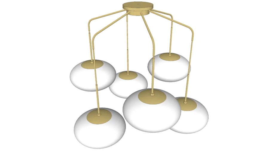 Crate And Barrel Moon Brass and Glass 6 Light Chandelier