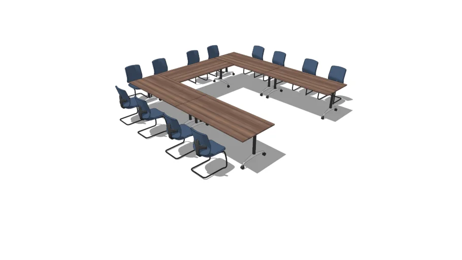 Meeting Table Scenario - 4.0m x 3.8m u-shape table configuration with ...