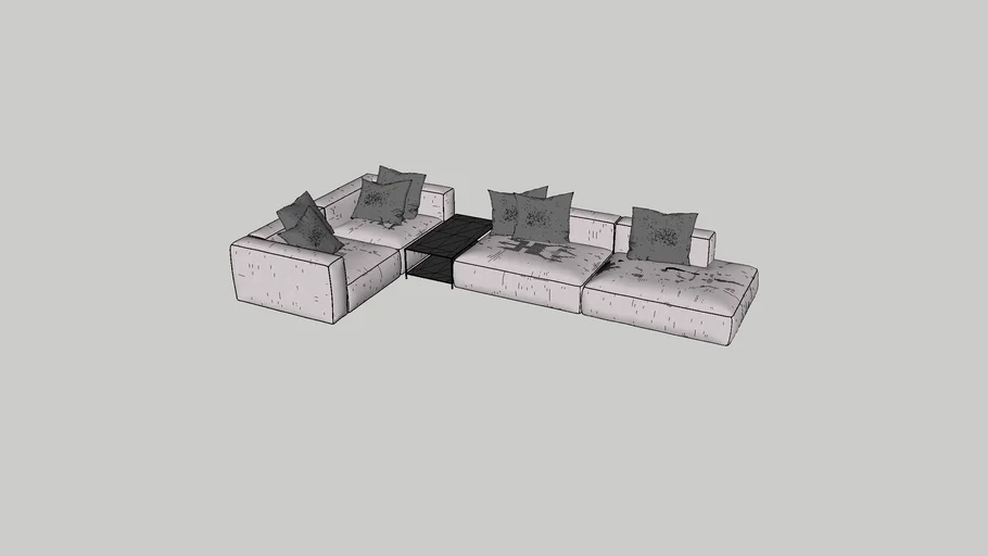 L - shaped sofa with table