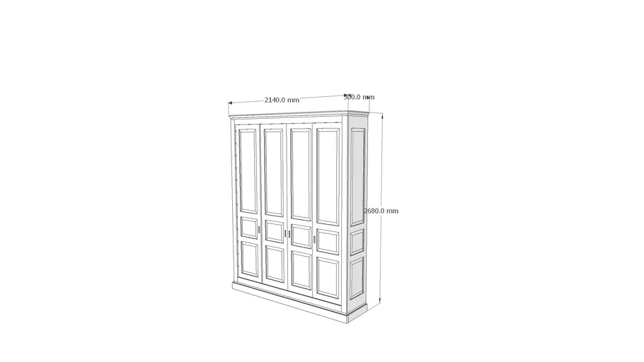 sliding door wardrobe w2140 d500 h2680