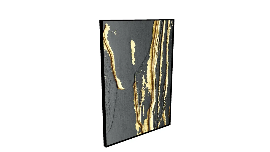 Quadro Decor Veios Dourados Sobre Preto - TQ48