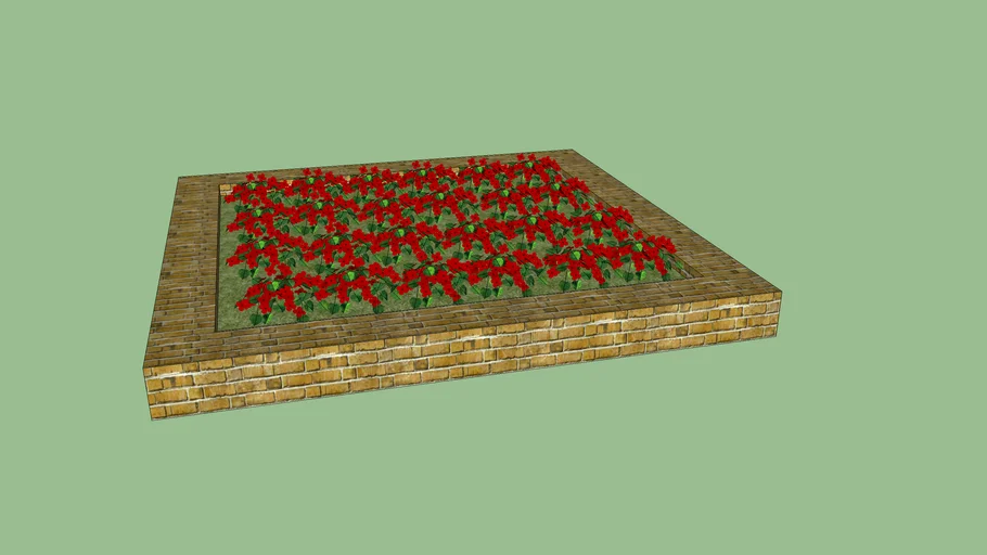 10 ft by 10 ft Flower Bed Red Flowers