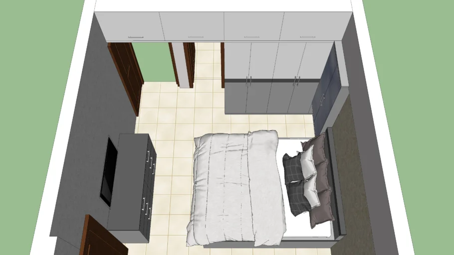 Parent bedroom, Guest bedroom Interior, Bed, Wadrobe and Tv unit