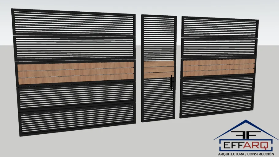 Portón de herrería moderna y madera