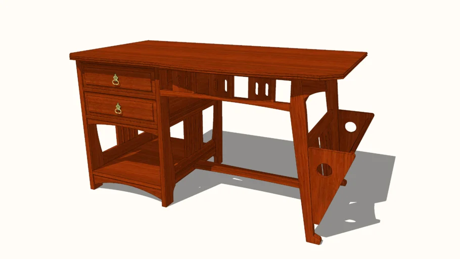 Padouk newspaper stand desk