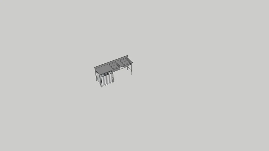 SS Double Bowl Sink Left Table with Counter Dishwasher