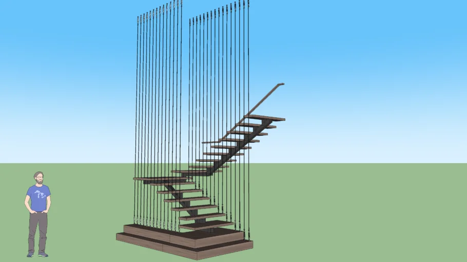 escalera moderna florante en madera contensores