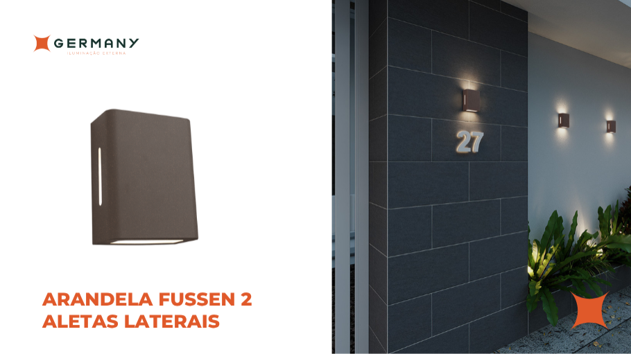Arandela Fussen 2 Aletas Laterais - Marrom Gold - Germany Iluminação Externa
