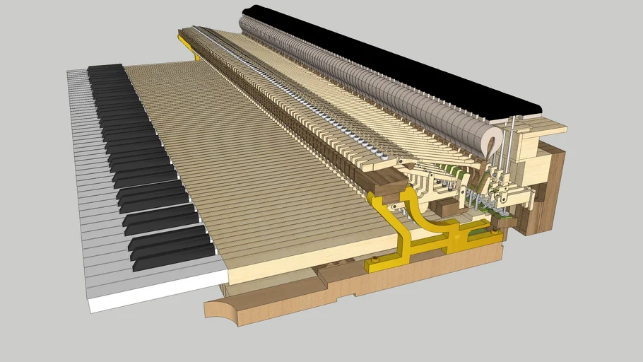 Grand piano 5/6  Keyboard, action frame, hammers and dampers