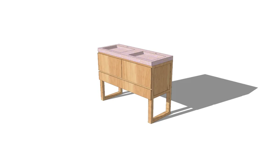 TIKAMOON _Edgar - Meuble Salle de Bain en teck massif et terrazzo premium Pink 120 cm