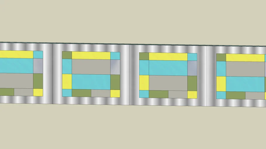 Stainless Steel and Colored Glass Cabinet