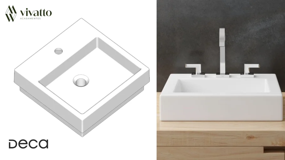 Cuba De Sobrepor 41,5cm Quadrada Com Mesa Branco - Deca