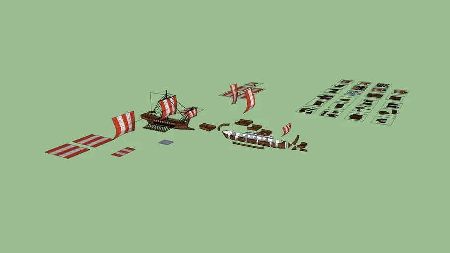 greek trireme retextured and flattened