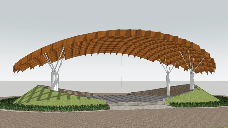 PARAMETRIC PERGOLA CANOPY CURVE WITH LANDSCAPE
