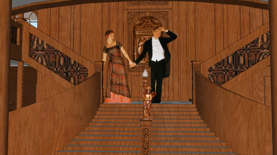grand staircase with jack & rose