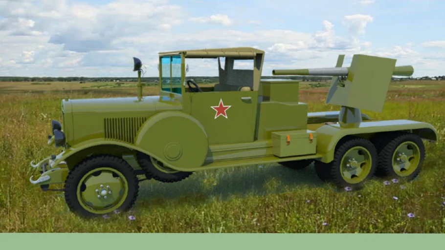 GAZ AA  TRUCK  + RECOILLESS 76MM GUN  -- RED ARMY  (SOVIETS)   WW2 