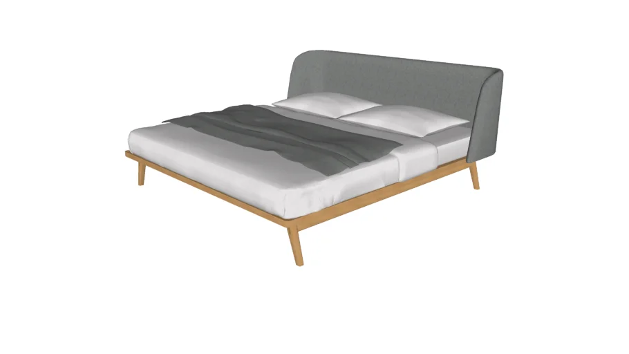 Haru King Bed in Andorra Wool and Natural Oak by Modloft