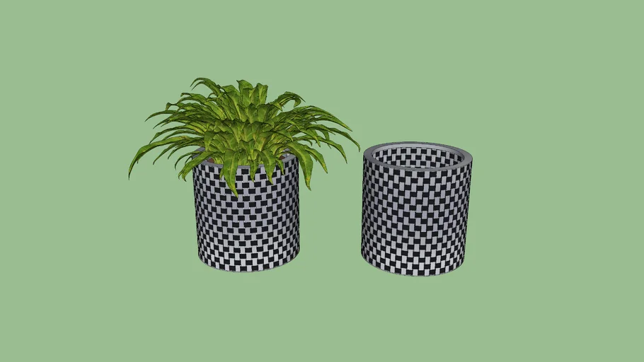 Optical Black & Silver Cachepot or Planter