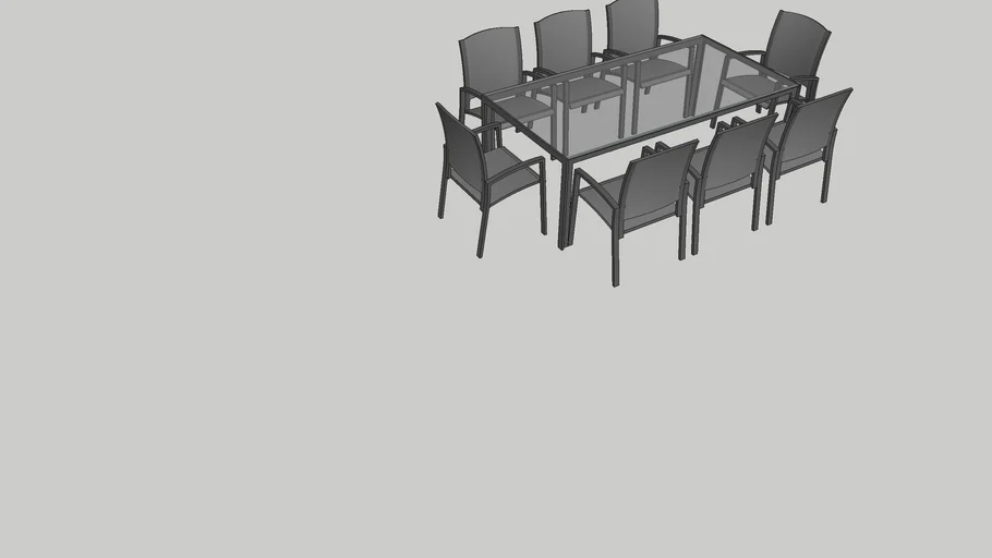 Glass Top Rectangular outdoor table , 8 chairs