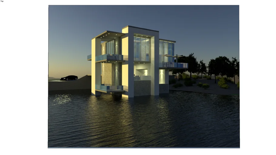 Contemporary Luxury House on the Lake - VRAY Ready