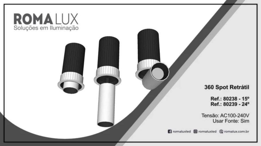 Romalux - 360 Spot Retrátil - 80238 15º e 80239 24º