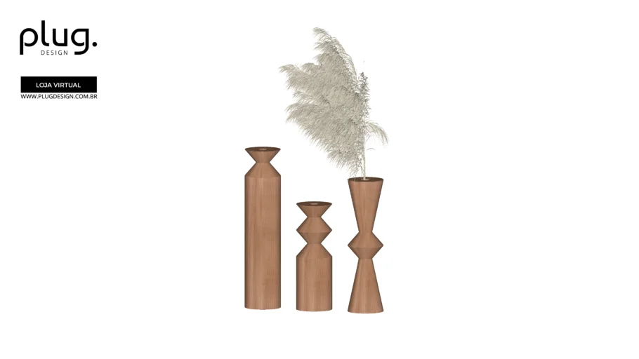 TRIO DE VASOS HERA PLUG DESIGN ADORNO ESCULTURA