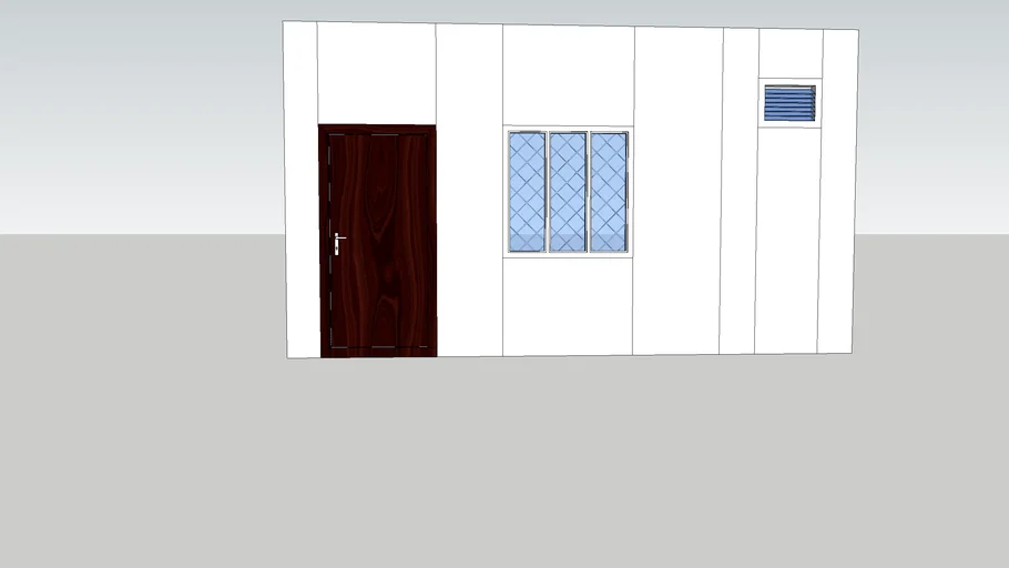 Door,window,Ventilator with Wall and Standard Sizes 3 ft 6 inches front door, 4x4 window, 2x1.5f