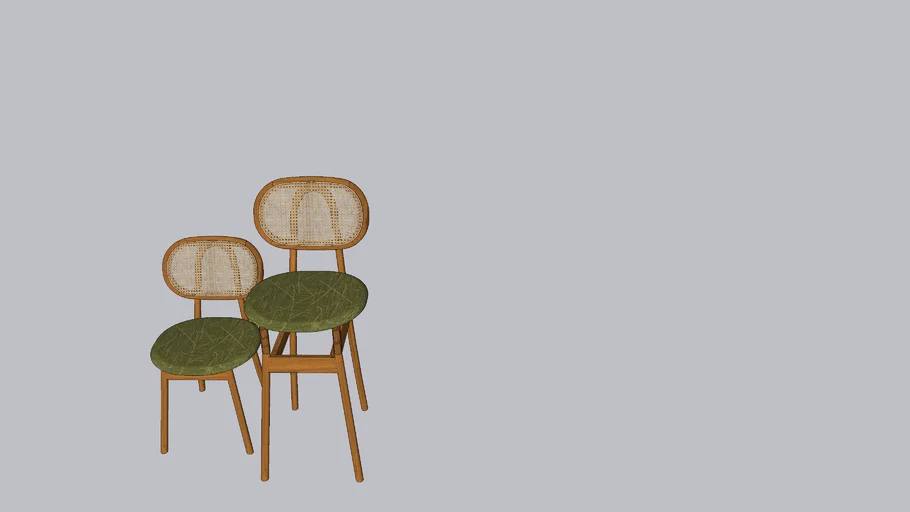 Rattan Chair and Matching Barstool