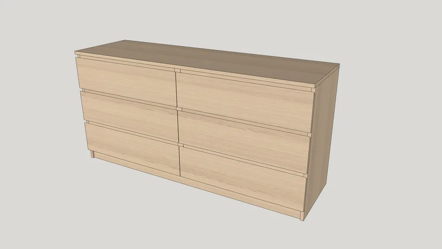 IKEA MALM Chest of 6 drawers, white stained oak veneer