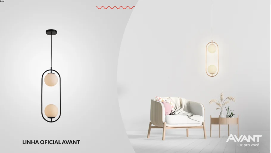Lustre Pendente Avant Pérola Arco Duo Preto E27 Bivolt