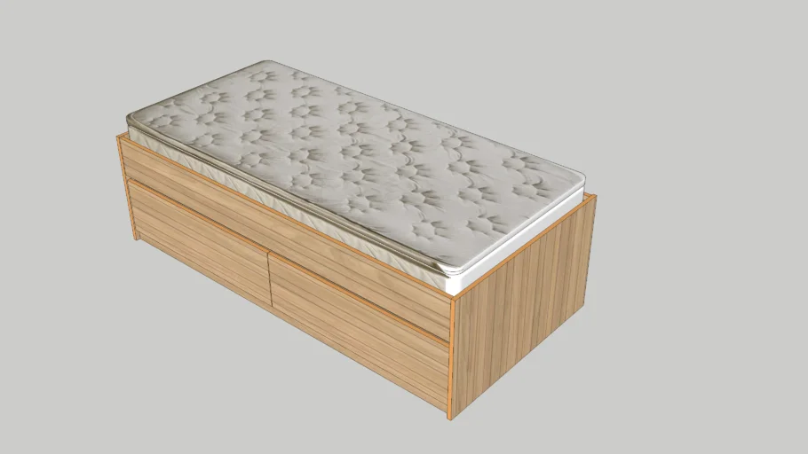 Cama Solteiro 2 Gavetas Plano de Corte