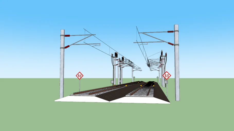 Train tracks with poles | 3D Warehouse