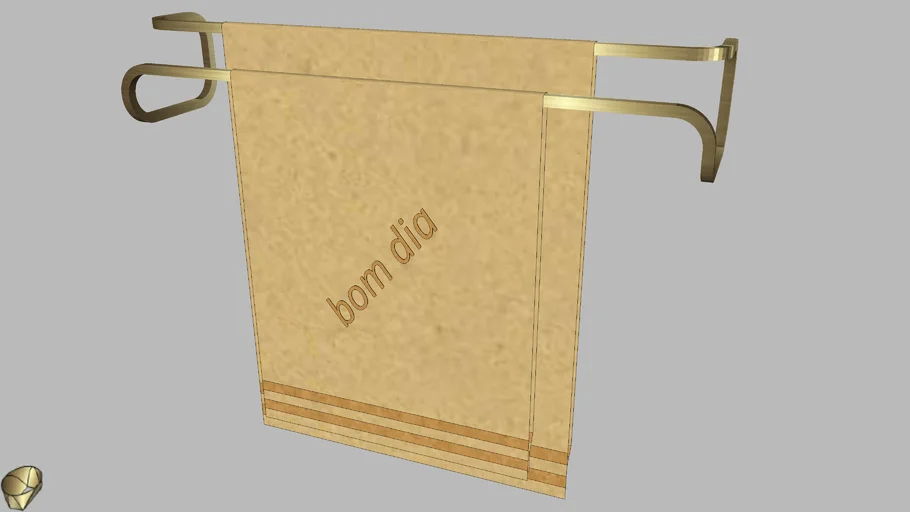 porta toalhas duplo de rosto e banho tecido marrom 3D
