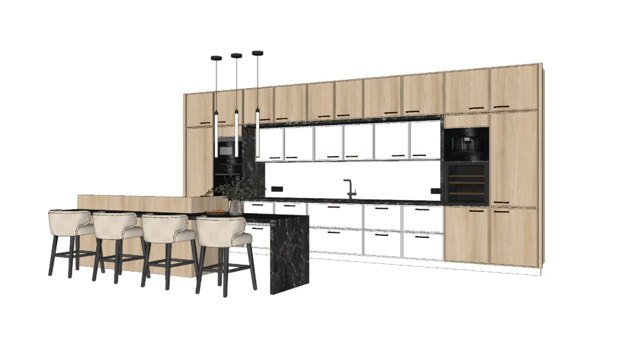 full kitchen with island
