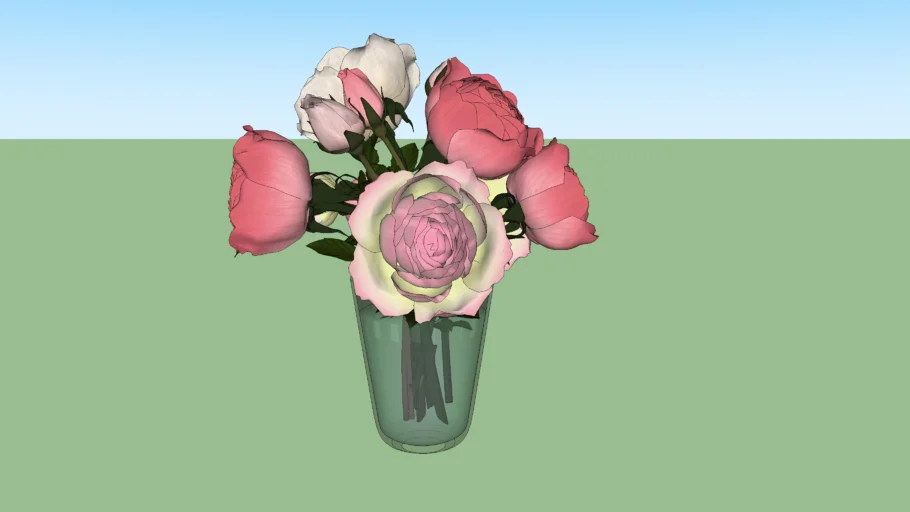 Vaso com flores rosas