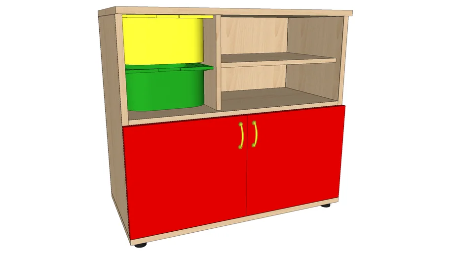 GUARDERÍAS_Armario 2 puertas inferiores + 2 cubetas 840x420x770