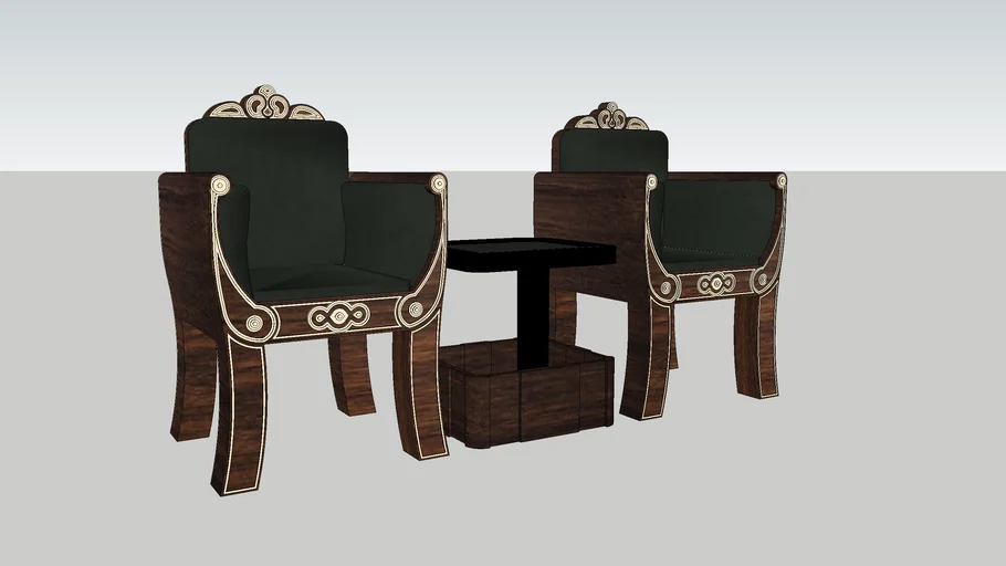 TRADITIONAL STYLE CHAIRS WITH COFFEE TABLE
