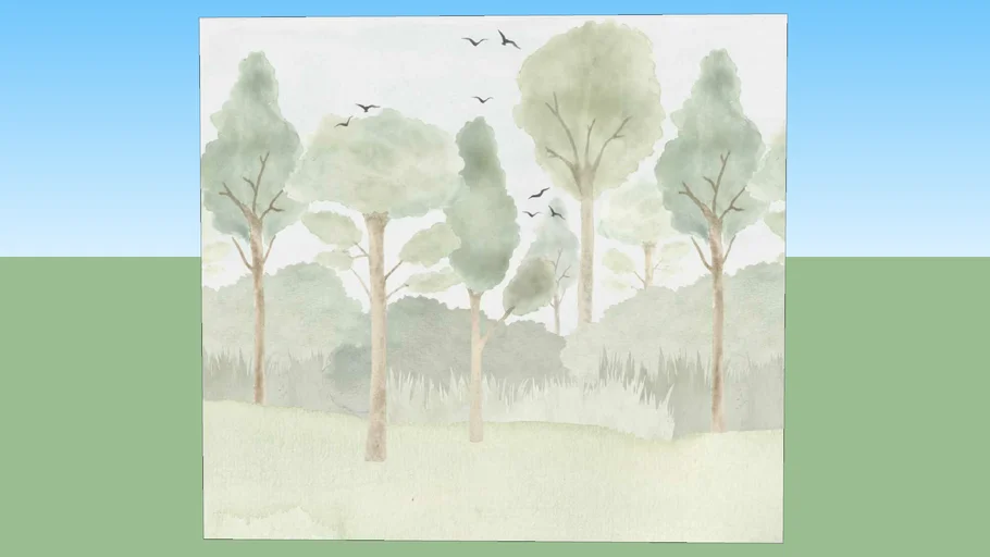 Painel de parede aquarelado floresta (tons suaves)
