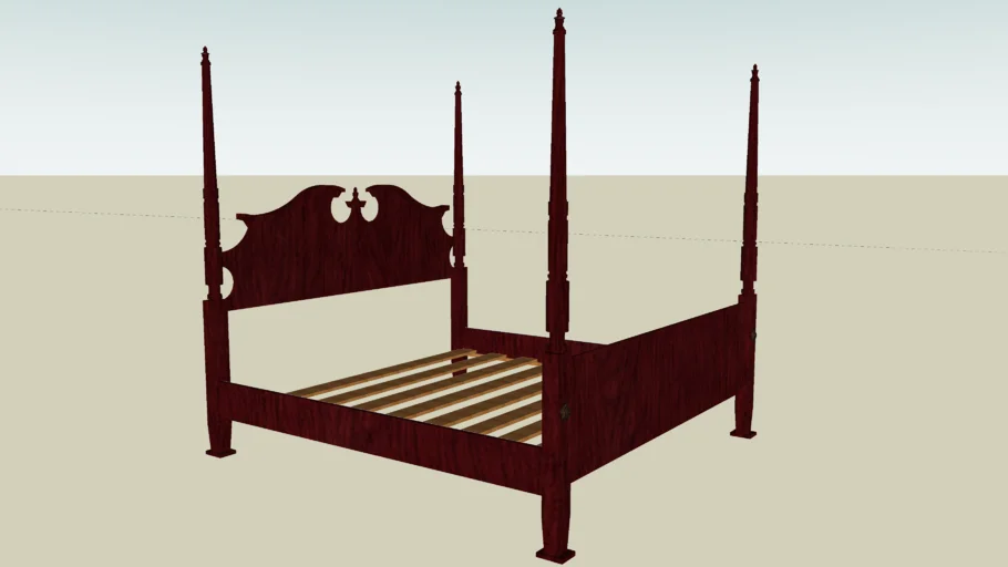 Rice 4 Post Poster Bed Frame Cherry Wood