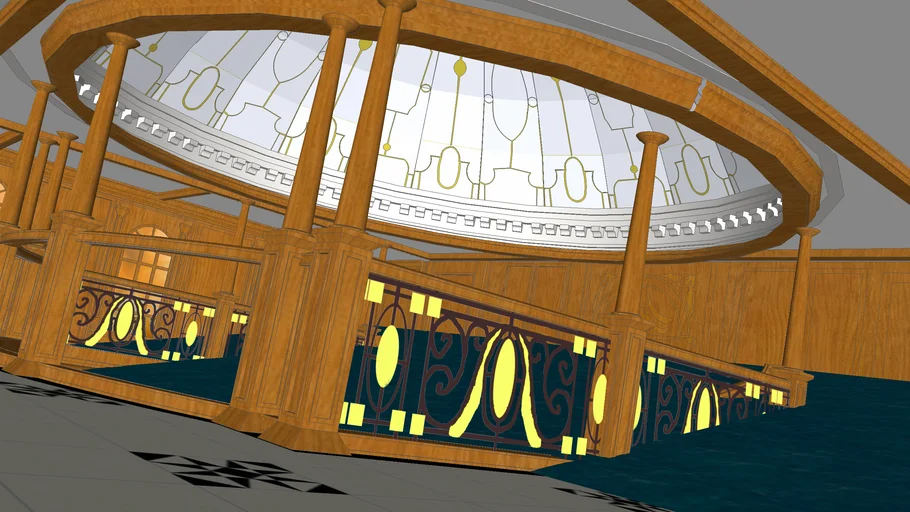 Titanic boat deck grand staircase flooding.