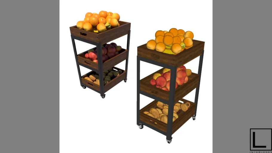 Fruteira Fresh com frutas - V-Ray Ready