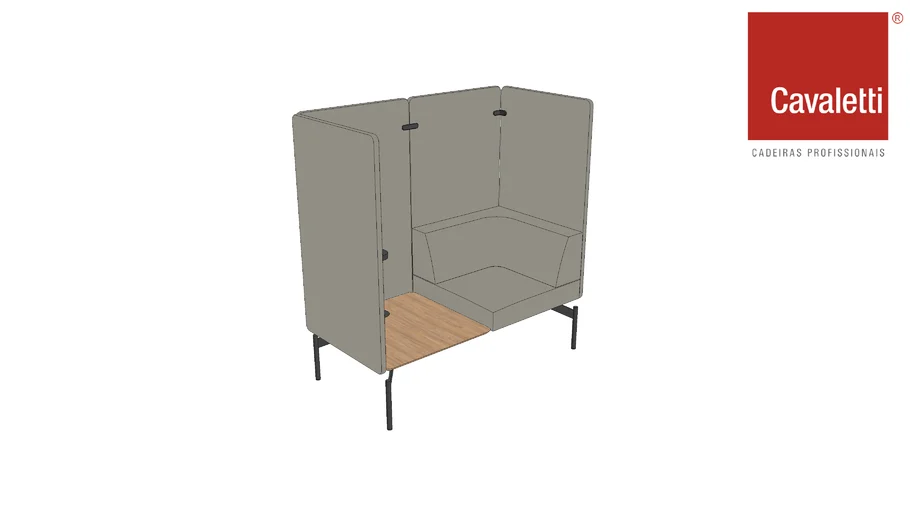 Cavaletti Float - 23274 Sofá Highback 2L com 1 Canto, 1 Mesa e Painéis Altos