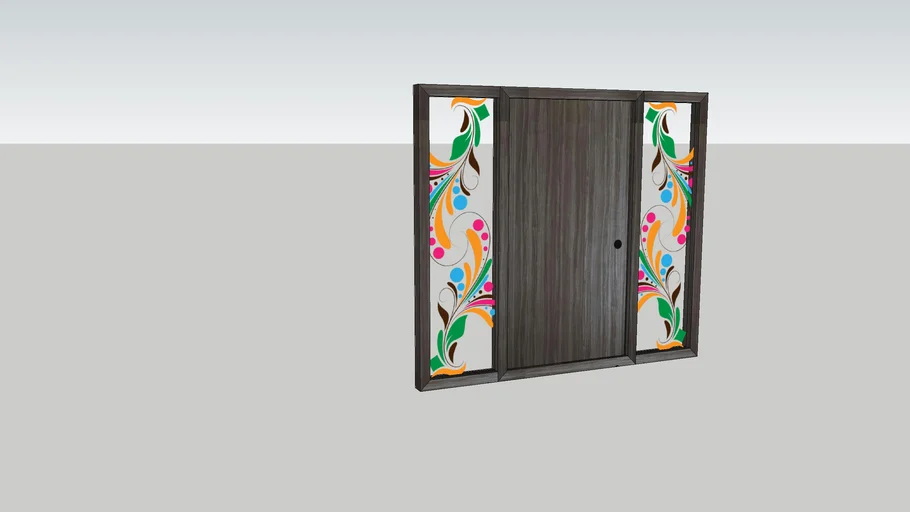 Main door with 8 x 7 feets dimensions with glass floral design