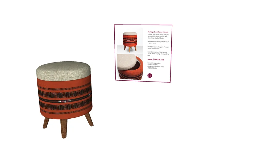 Stool/ottoman-Oval Indian fabric, texture, upholstery