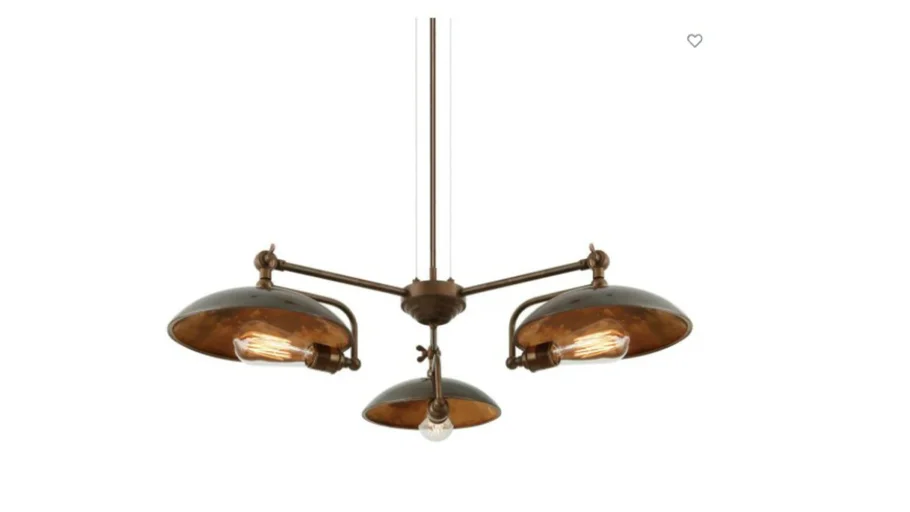 Cullen B Industrial Dish Chandelier, Three-Arm