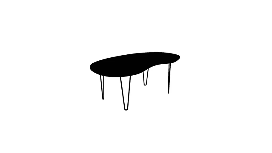 Kidney Shaped Coffee Table (Black)